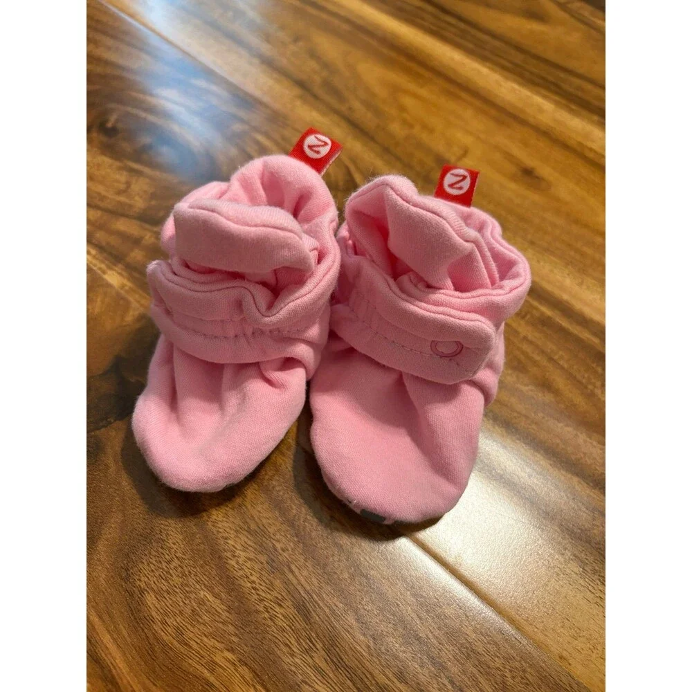 Zutano Cotton Gripper Booties, Pink, Size 12M